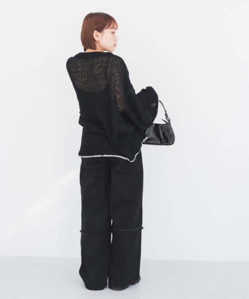 IROHANI（イロハニ）の「切り替えワイドデニムパンツ（デニムパンツ・レディース・ブラック/グレー・FREE）」の18枚目の写真