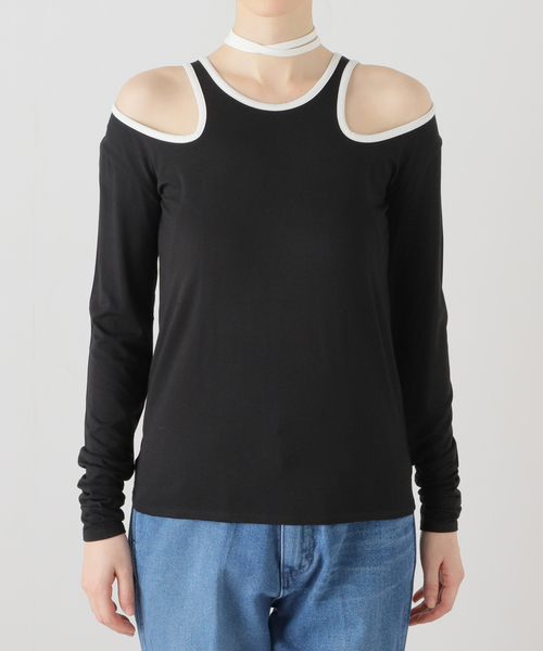 U by SPICK&SPAN(ユーバイスピックアンドスパン)の「バイカラーカッティングプルオーバー(Tシャツ/カットソー・レディース・ホワイト/ブラック・FREE)」の13枚目の写真