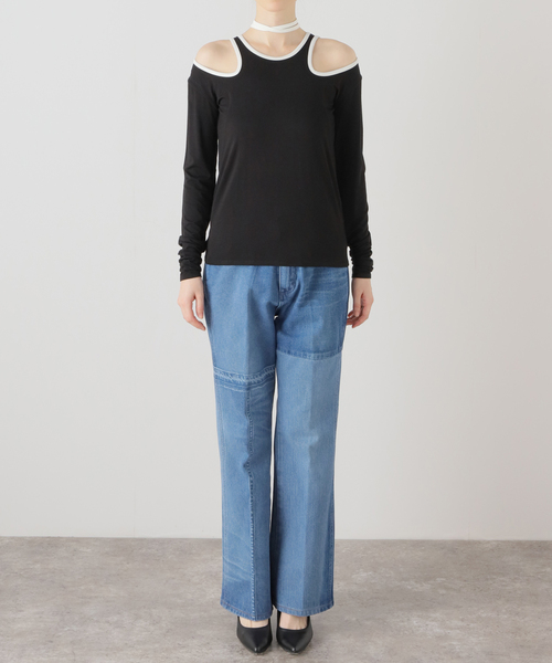 U by SPICK&SPAN(ユーバイスピックアンドスパン)の「バイカラーカッティングプルオーバー(Tシャツ/カットソー・レディース・ホワイト/ブラック・FREE)」の14枚目の写真