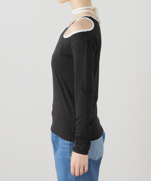 U by SPICK&SPAN(ユーバイスピックアンドスパン)の「バイカラーカッティングプルオーバー(Tシャツ/カットソー・レディース・ホワイト/ブラック・FREE)」の16枚目の写真