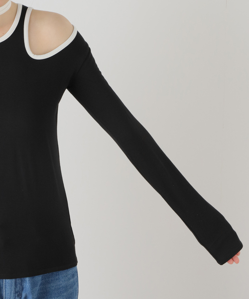 U by SPICK&SPAN(ユーバイスピックアンドスパン)の「バイカラーカッティングプルオーバー(Tシャツ/カットソー・レディース・ホワイト/ブラック・FREE)」の21枚目の写真