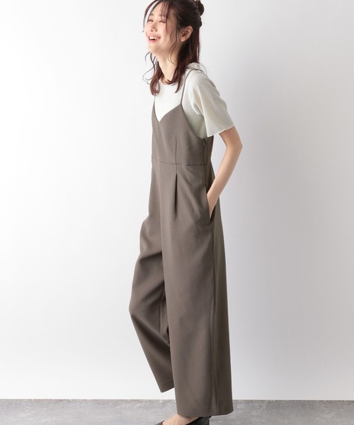GLOBAL WORK(グローバルワーク)の「お手入れらくらくDRYサロペ/MATINEE LINE/106589(サロペット/オーバーオール・レディース・スミクロ/グレイッシュベージュ/モカ・LARGE/MEDIUM)」の2枚目の写真