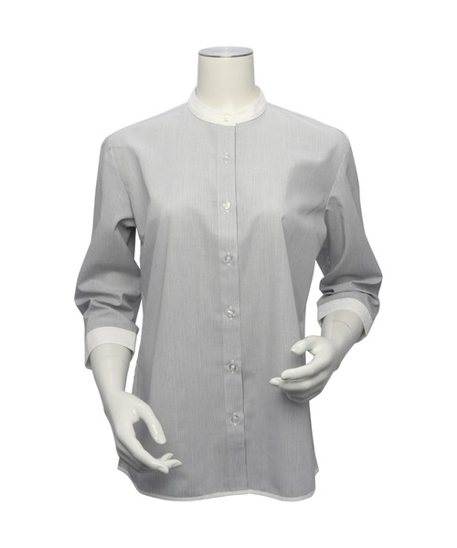 TOKYO SHIRTS（トウキョウシャツ）の「形態安定ノーアイロン スタンド 7分袖ビジネスワイシャツ（ビジネスシャツ・レディース・グレー・XL/LL/L/M/S）」の2枚目の写真