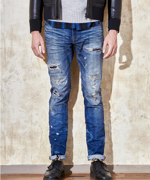 VERTEX & CO.（ヴァーテックスアンドコー）の「mp3832 - REPAIRED DAMAGE 5POCKET TAPERED DENIM PANTS MADE IN JAPAN　デニムパンツ（デニムパンツ・メンズ・インディゴブルー・1/3/2）」の2枚目の写真