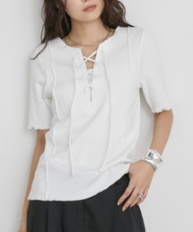 Aunt Marie's | 2WAYレースアップハーフスリーブトップス(Tシャツ/カットソー)