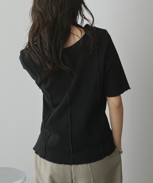 Aunt Marie's（アントマリーズ）の「2WAYレースアップハーフスリーブトップス（Tシャツ/カットソー・レディース・ブラック/ホワイト/ネイビー/ライトグリーン/ピンク・FREE）」の16枚目の写真