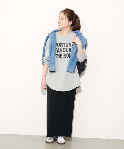 JOURNAL STANDARD（ジャーナルスタンダード）の「《追加》ラウンドヘムロゴロングスリーブ（Tシャツ/カットソー・レディース・ブラック系その他/ホワイト/グレー・FREE）」の5枚目の写真