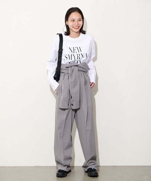 JOURNAL STANDARD（ジャーナルスタンダード）の「《追加》ラウンドヘムロゴロングスリーブ（Tシャツ/カットソー・レディース・ブラック系その他/ホワイト/グレー・FREE）」の6枚目の写真