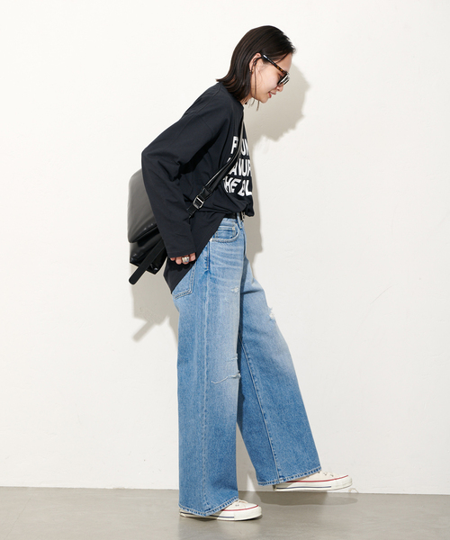 JOURNAL STANDARD（ジャーナルスタンダード）の「《追加》ラウンドヘムロゴロングスリーブ（Tシャツ/カットソー・レディース・ブラック系その他/ホワイト/グレー・FREE）」の8枚目の写真