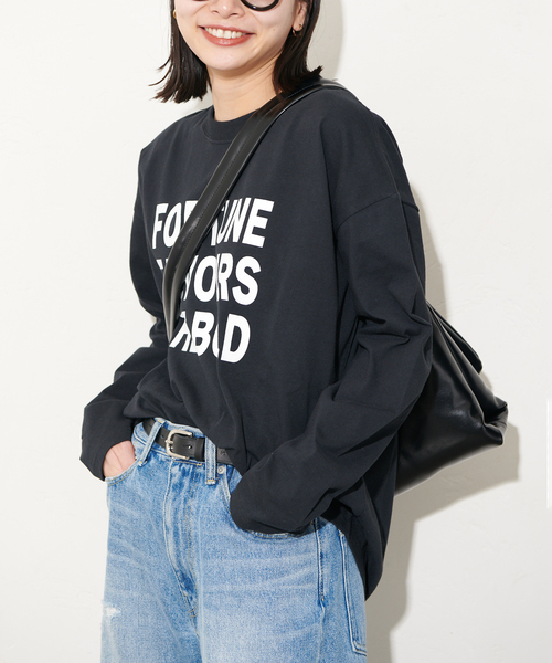 JOURNAL STANDARD（ジャーナルスタンダード）の「《追加》ラウンドヘムロゴロングスリーブ（Tシャツ/カットソー・レディース・ブラック系その他/ホワイト/グレー・FREE）」の9枚目の写真