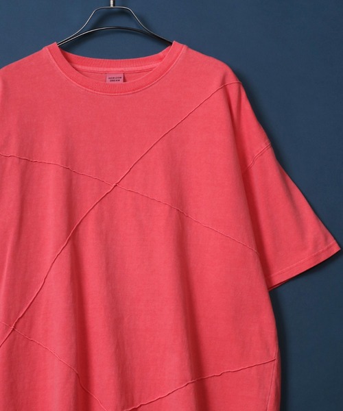 ANPAS(アンパス)の「Pigment Oversized Pintuck T-Shirt/ピグメント加工 オーバーサイズ ピンタック Tシャツ ストリート 半袖Tシャツ レディース メンズ(Tシャツ/カットソー・メンズ・レッド/ターコイズブルー/アイボリー/ブラック・M/L)」の4枚目の写真