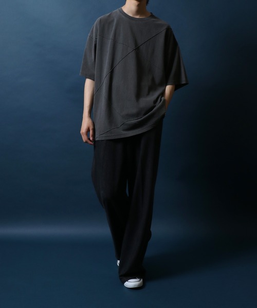 ANPAS(アンパス)の「Pigment Oversized Pintuck T-Shirt/ピグメント加工 オーバーサイズ ピンタック Tシャツ ストリート 半袖Tシャツ レディース メンズ(Tシャツ/カットソー・メンズ・レッド/ターコイズブルー/アイボリー/ブラック・M/L)」の20枚目の写真