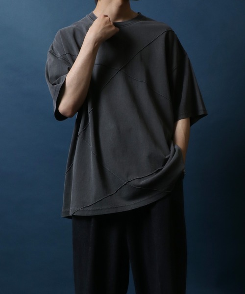 ANPAS(アンパス)の「Pigment Oversized Pintuck T-Shirt/ピグメント加工 オーバーサイズ ピンタック Tシャツ ストリート 半袖Tシャツ レディース メンズ(Tシャツ/カットソー・メンズ・レッド/ターコイズブルー/アイボリー/ブラック・M/L)」の16枚目の写真