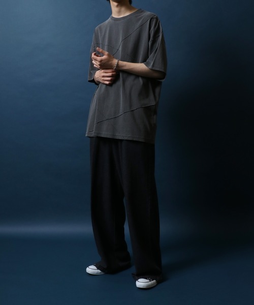 ANPAS(アンパス)の「Pigment Oversized Pintuck T-Shirt/ピグメント加工 オーバーサイズ ピンタック Tシャツ ストリート 半袖Tシャツ レディース メンズ(Tシャツ/カットソー・メンズ・レッド/ターコイズブルー/アイボリー/ブラック・M/L)」の19枚目の写真