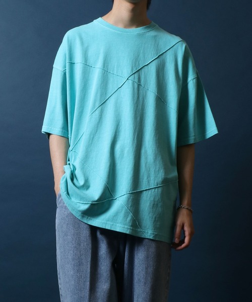 ANPAS(アンパス)の「Pigment Oversized Pintuck T-Shirt/ピグメント加工 オーバーサイズ ピンタック Tシャツ ストリート 半袖Tシャツ レディース メンズ(Tシャツ/カットソー・メンズ・レッド/ターコイズブルー/アイボリー/ブラック・M/L)」の14枚目の写真
