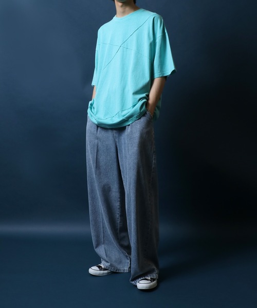 ANPAS(アンパス)の「Pigment Oversized Pintuck T-Shirt/ピグメント加工 オーバーサイズ ピンタック Tシャツ ストリート 半袖Tシャツ レディース メンズ(Tシャツ/カットソー・メンズ・レッド/ターコイズブルー/アイボリー/ブラック・M/L)」の18枚目の写真