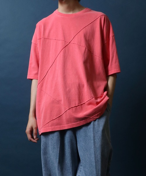 ANPAS(アンパス)の「Pigment Oversized Pintuck T-Shirt/ピグメント加工 オーバーサイズ ピンタック Tシャツ ストリート 半袖Tシャツ レディース メンズ(Tシャツ/カットソー・メンズ・レッド/ターコイズブルー/アイボリー/ブラック・M/L)」の7枚目の写真
