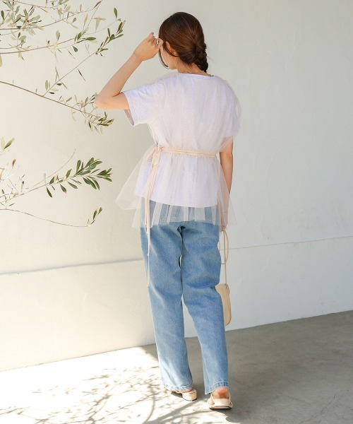 Bab（バブ）の「チュールドッキングギャザーカットソー（Tシャツ/カットソー・レディース・杢グレー/チャコールグレー/アイボリー/ベージュ・FREE）」の22枚目の写真