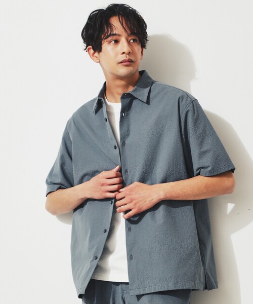 THE SHOP TK （ザ ショップ ティーケー ）の「◆シアサッカーメッシュシャツ（シャツ/ブラウス・メンズ・ホワイト系8/ブラック系5/オリーブ/ブラック・04/03/02）」の4枚目の写真