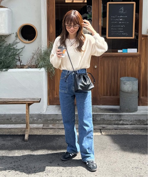 LE MORE（リモア）の「エコレザー巾着ショルダーバッグ（ショルダーバッグ・レディース・ブラック/アイボリー/シルバー・FREE）」の22枚目の写真