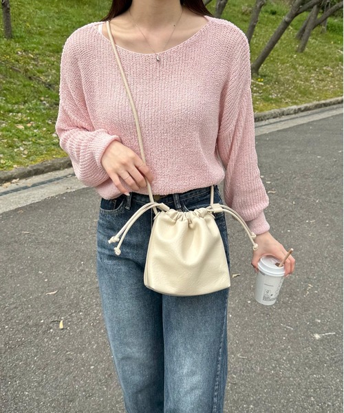 LE MORE（リモア）の「エコレザー巾着ショルダーバッグ（ショルダーバッグ・レディース・ブラック/アイボリー/シルバー・FREE）」の11枚目の写真