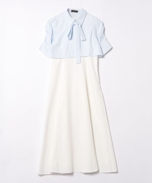 SWINGLE（スウィングル）の「五分袖ストライプボウタイシャツレイヤードワンピース（ワンピース・レディース・ブルー系その他5/ホワイト系その他6/パープル系その他5・FREE）」の19枚目の写真