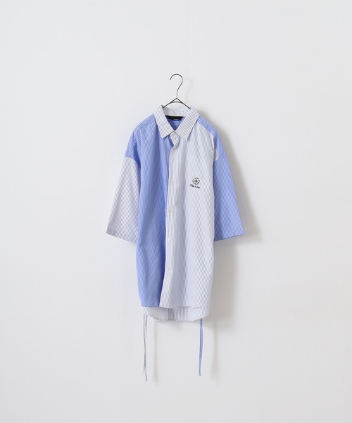 【GIDEAL】ストライプシャツ(フラワー刺繍) GIDEAL】ストライプシャツ(フラワー刺繍)