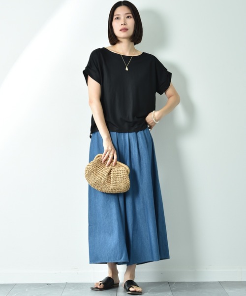 INTERPLANET（インタープラネット）の「【接触冷感】カノコ袖ロールアップＢＡＣＫゴールドホックプルオーバー（Tシャツ/カットソー・レディース・ブルー/オフホワイト/ブラック・FREE）」の9枚目の写真