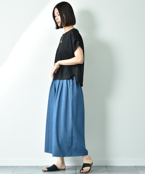 INTERPLANET（インタープラネット）の「【接触冷感】カノコ袖ロールアップＢＡＣＫゴールドホックプルオーバー（Tシャツ/カットソー・レディース・ブルー/オフホワイト/ブラック・FREE）」の11枚目の写真