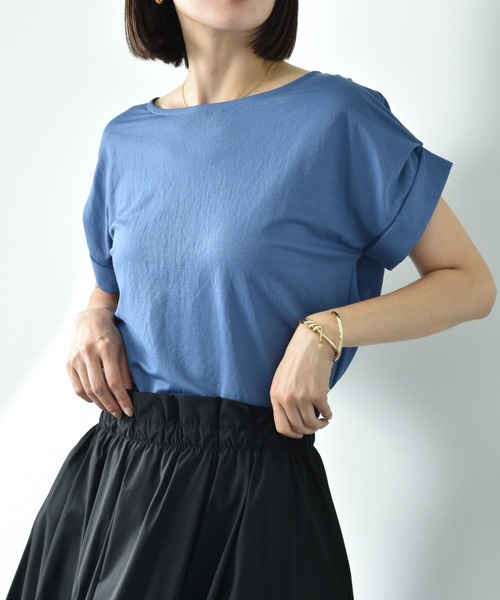 INTERPLANET（インタープラネット）の「【接触冷感】カノコ袖ロールアップＢＡＣＫゴールドホックプルオーバー（Tシャツ/カットソー・レディース・ブルー/オフホワイト/ブラック・FREE）」の15枚目の写真