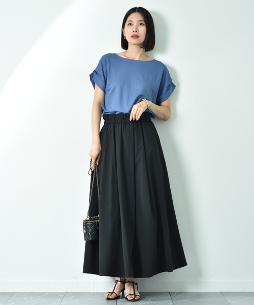 INTERPLANET（インタープラネット）の「【接触冷感】カノコ袖ロールアップＢＡＣＫゴールドホックプルオーバー（Tシャツ/カットソー・レディース・ブルー/オフホワイト/ブラック・FREE）」の14枚目の写真