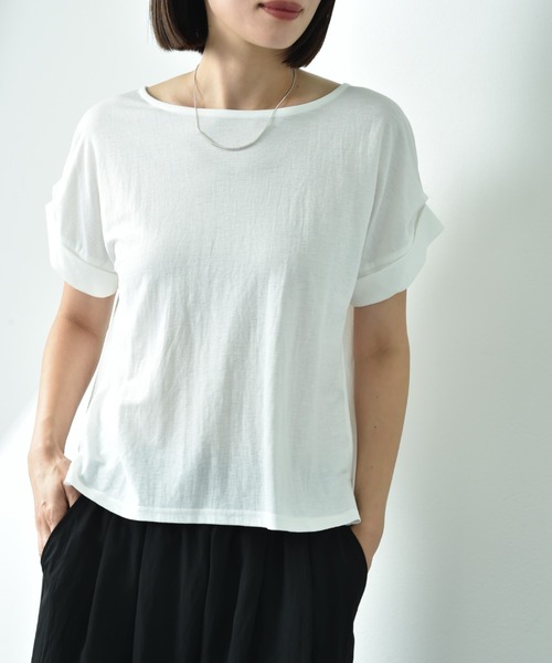 INTERPLANET（インタープラネット）の「【接触冷感】カノコ袖ロールアップＢＡＣＫゴールドホックプルオーバー（Tシャツ/カットソー・レディース・ブルー/オフホワイト/ブラック・FREE）」の22枚目の写真