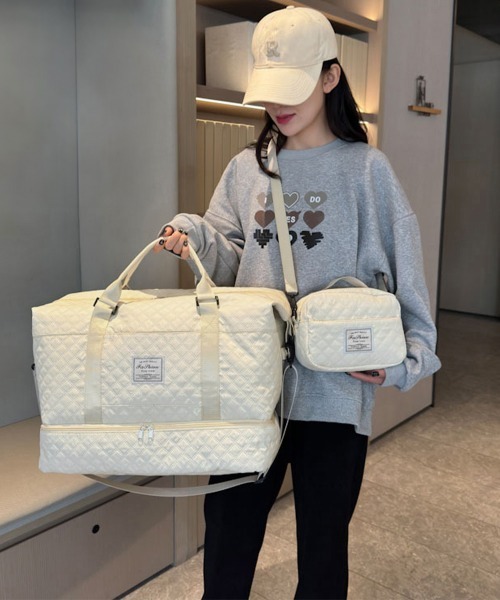 Miniministore(ミニミニストア)の「ボストンバッグ ショルダーバッグ セット(ボストンバッグ・レディース・ラベンダー/グレー/アイボリー/ブラック/ネイビー/パープル/サーモンピンク・FREE)」の8枚目の写真
