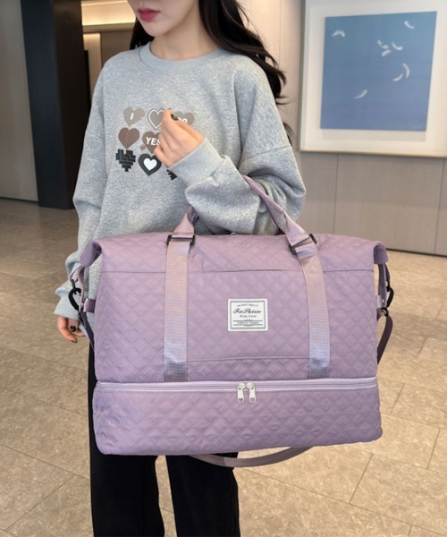Miniministore(ミニミニストア)の「ボストンバッグ ショルダーバッグ セット(ボストンバッグ・レディース・ラベンダー/グレー/アイボリー/ブラック/ネイビー/パープル/サーモンピンク・FREE)」の11枚目の写真