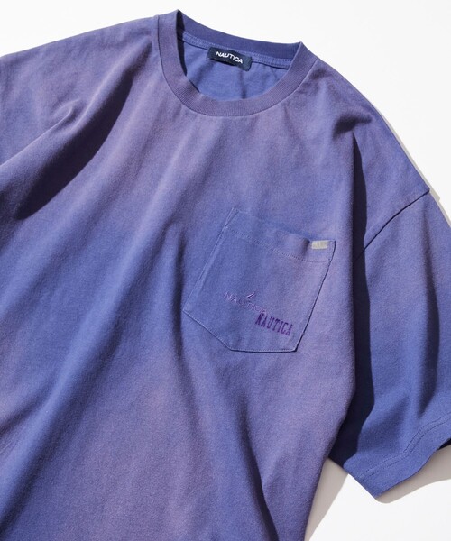 NAUTICA - 【ノーティカ❗️】サーモンピンク　ニット　カットソー　刺繍ロゴ　ワンポイント NAUTICA/Garment Pigment Dyed Hidden Logo Multi Border S/S