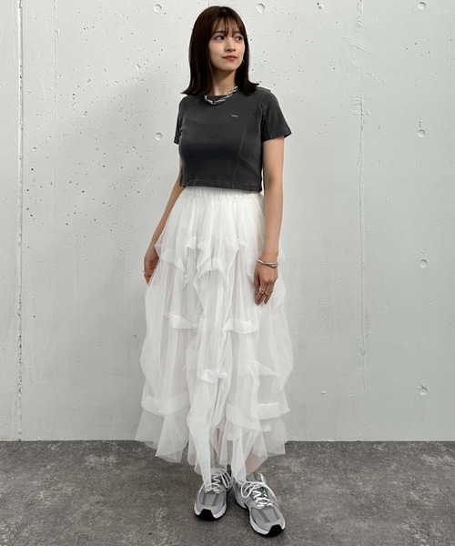 archives（アルシーヴ）の「タックチュールスカート（スカート・レディース・ブラック/オフホワイト/グレー・MEDIUM）」の14枚目の写真