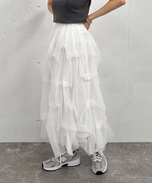 archives（アルシーヴ）の「タックチュールスカート（スカート・レディース・ブラック/オフホワイト/グレー・MEDIUM）」の10枚目の写真