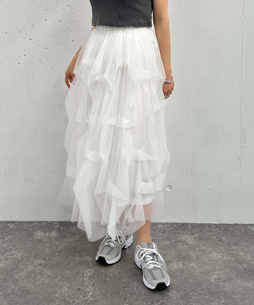 archives（アルシーヴ）の「タックチュールスカート（スカート・レディース・ブラック/オフホワイト/グレー・MEDIUM）」の11枚目の写真