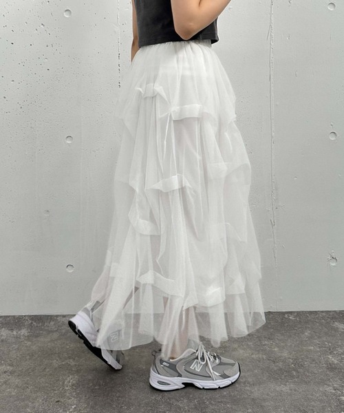 archives（アルシーヴ）の「タックチュールスカート（スカート・レディース・ブラック/オフホワイト/グレー・MEDIUM）」の12枚目の写真