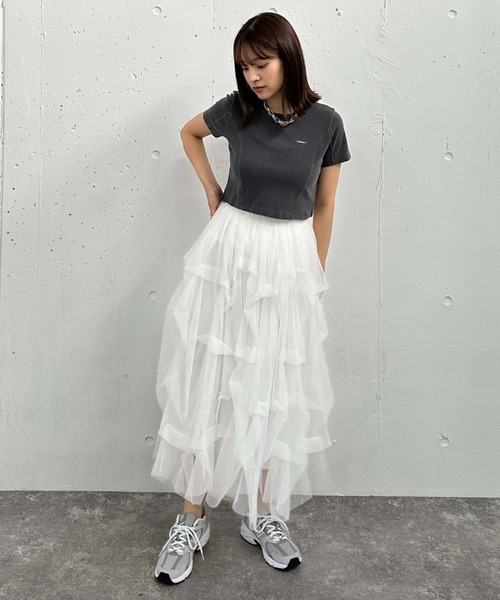 archives（アルシーヴ）の「タックチュールスカート（スカート・レディース・ブラック/オフホワイト/グレー・MEDIUM）」の13枚目の写真