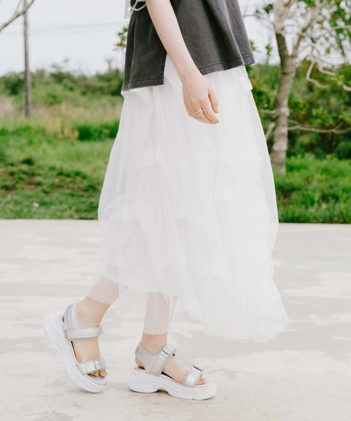 archives（アルシーヴ）の「タックチュールスカート（スカート・レディース・ブラック/オフホワイト/グレー・MEDIUM）」の6枚目の写真