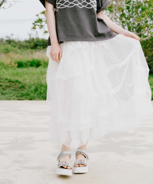 archives（アルシーヴ）の「タックチュールスカート（スカート・レディース・ブラック/オフホワイト/グレー・MEDIUM）」の5枚目の写真