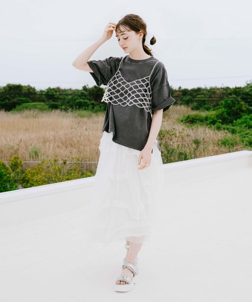 archives（アルシーヴ）の「タックチュールスカート（スカート・レディース・ブラック/オフホワイト/グレー・MEDIUM）」の8枚目の写真