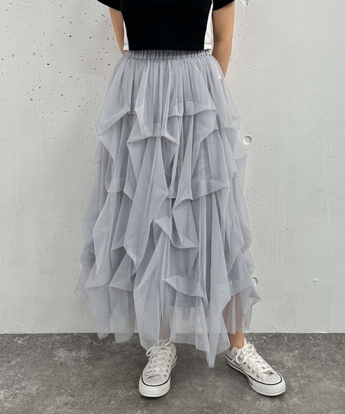 archives（アルシーヴ）の「タックチュールスカート（スカート・レディース・ブラック/オフホワイト/グレー・MEDIUM）」の16枚目の写真