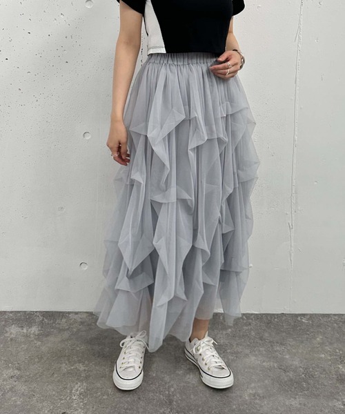 archives（アルシーヴ）の「タックチュールスカート（スカート・レディース・ブラック/オフホワイト/グレー・MEDIUM）」の15枚目の写真