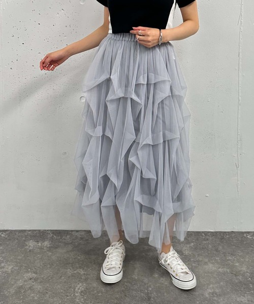 archives（アルシーヴ）の「タックチュールスカート（スカート・レディース・ブラック/オフホワイト/グレー・MEDIUM）」の17枚目の写真