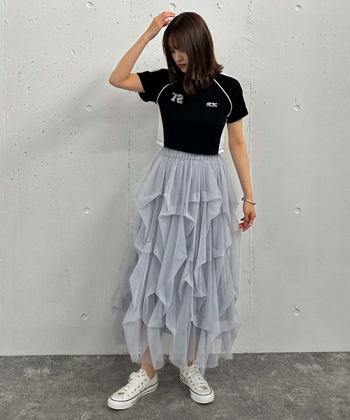 archives（アルシーヴ）の「タックチュールスカート（スカート・レディース・ブラック/オフホワイト/グレー・MEDIUM）」の21枚目の写真