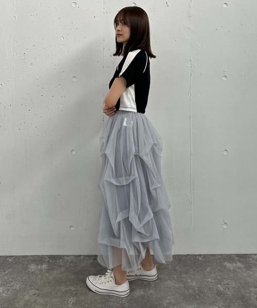 archives（アルシーヴ）の「タックチュールスカート（スカート・レディース・ブラック/オフホワイト/グレー・MEDIUM）」の22枚目の写真