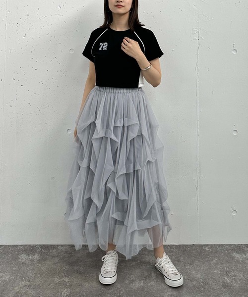 archives（アルシーヴ）の「タックチュールスカート（スカート・レディース・ブラック/オフホワイト/グレー・MEDIUM）」の19枚目の写真
