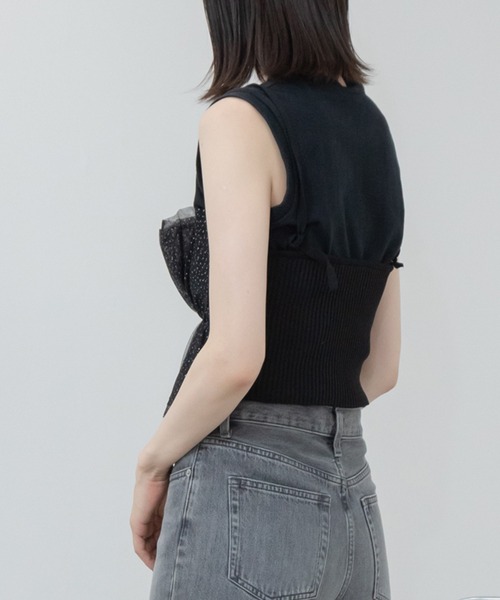 HEILIS（ヘイリス）の「チュールドッキングビスチェ/ラメ パール フリル（キャミソール・レディース・ブラック系その他/ブラック/グレー系その他・FREE）」の12枚目の写真